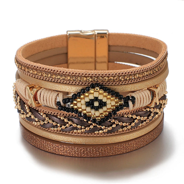 Mehrschichtige böhmische Perlenarmbänder für den Sommer