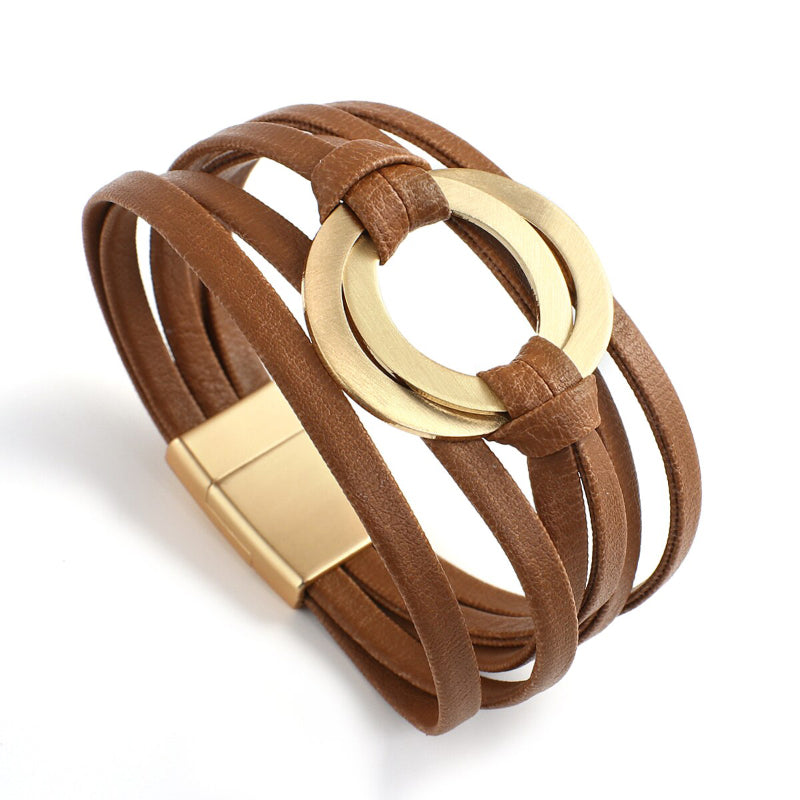 Mehrlagige Boho-Armbänder mit runder Schnalle