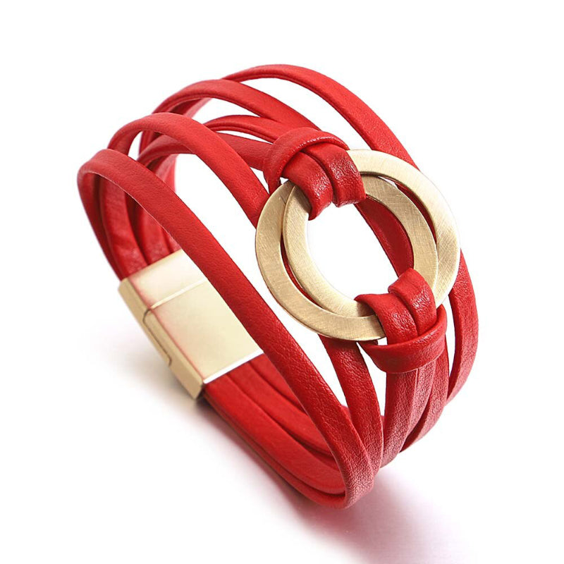 Mehrlagige Boho-Armbänder mit runder Schnalle