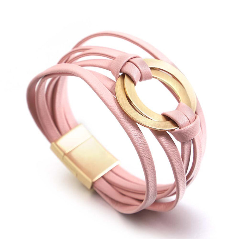 Mehrlagige Boho-Armbänder mit runder Schnalle