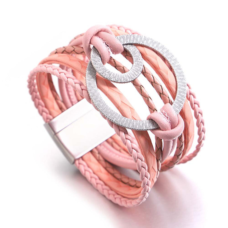Mehrlagige Boho-Armbänder mit runder Schnalle