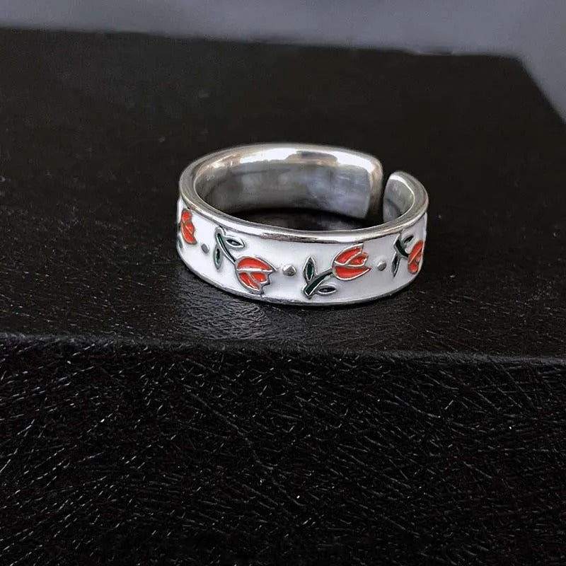 Chavri - Zeitloser Blumen Emaille-Ring
