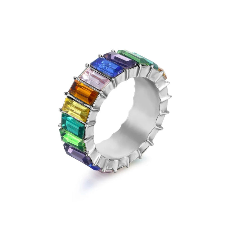 Farbenfrohe Ringe mit Zirkonia-Dekor für Damen (versilbert)