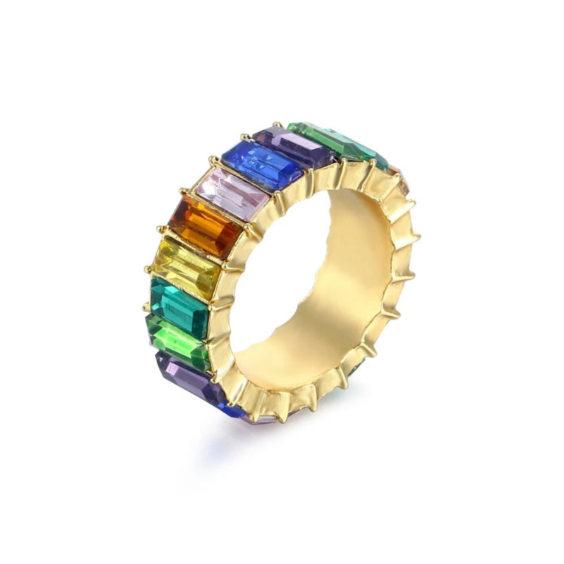 Bunte Ringe mit Zirkonia-Dekor für Damen (vergoldet)