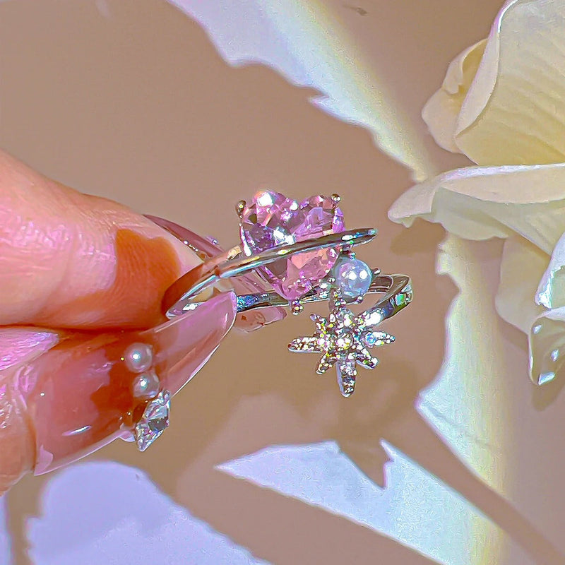 Chavri - Rosa leuchtender Kristall-Ring