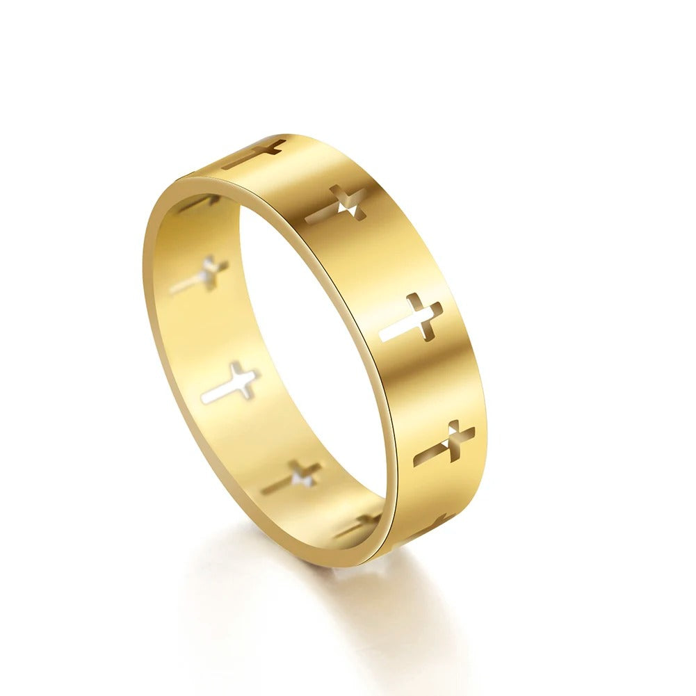 Carmiora - Frauen Hollow Cross Ring