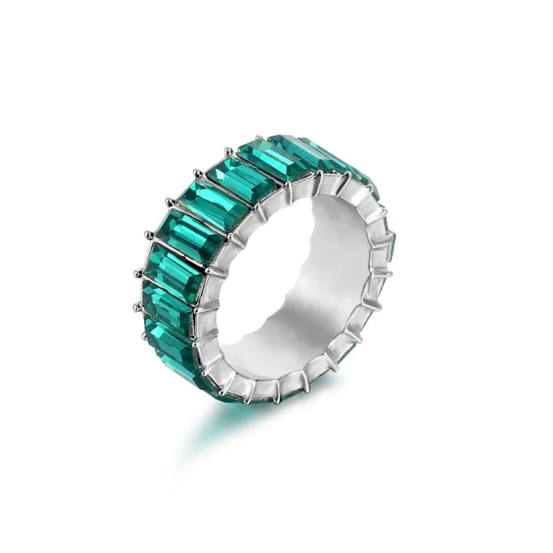 Farbenfrohe Ringe mit Zirkonia-Dekor für Damen (versilbert)