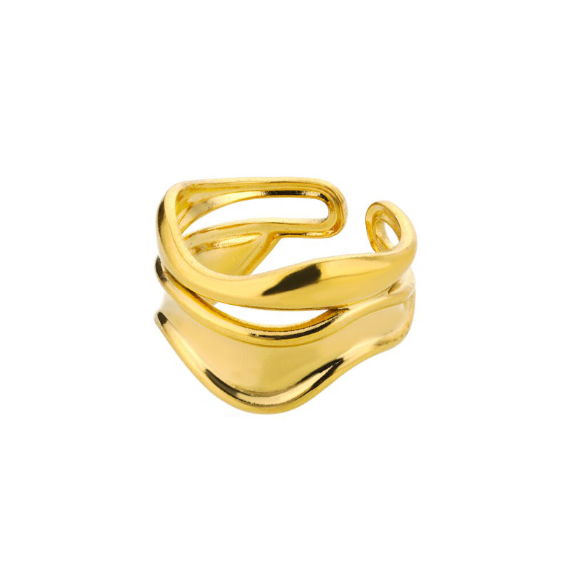 Offene verstellbare Ringe aus Edelstahl mit abstrakten und künstlerischen Motiven