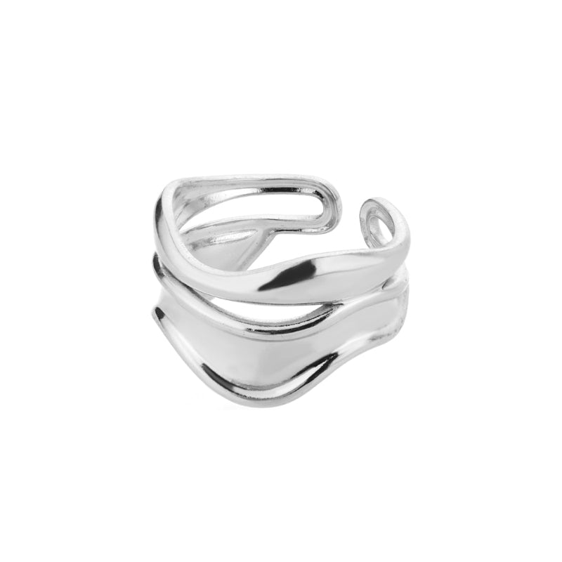 Offene verstellbare Ringe aus Edelstahl mit abstrakten und künstlerischen Motiven