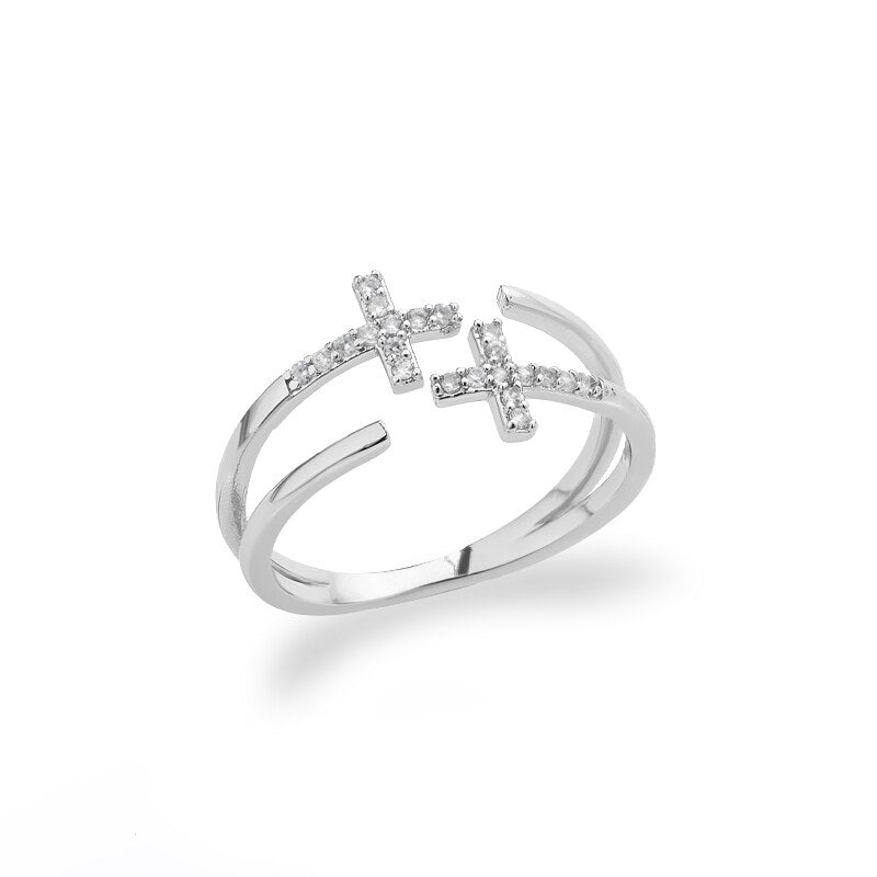 Offene verstellbare Ringe aus Edelstahl mit abstrakten und künstlerischen Motiven