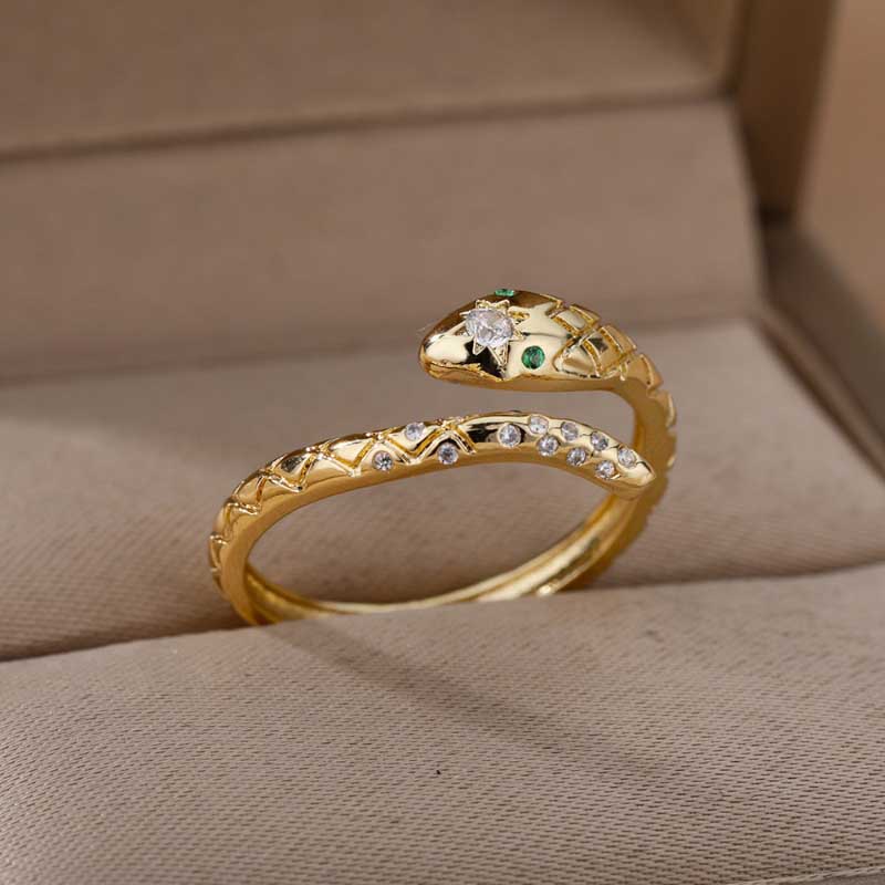 Statement-Ring-Kollektion mit verstellbarem Schlangenmuster