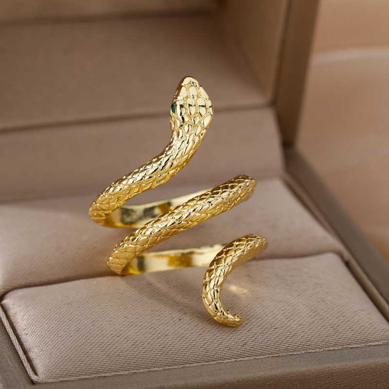 Statement-Ring-Kollektion mit verstellbarem Schlangenmuster