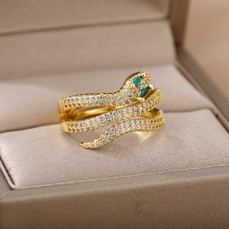 Statement-Ring-Kollektion mit verstellbarem Schlangenmuster