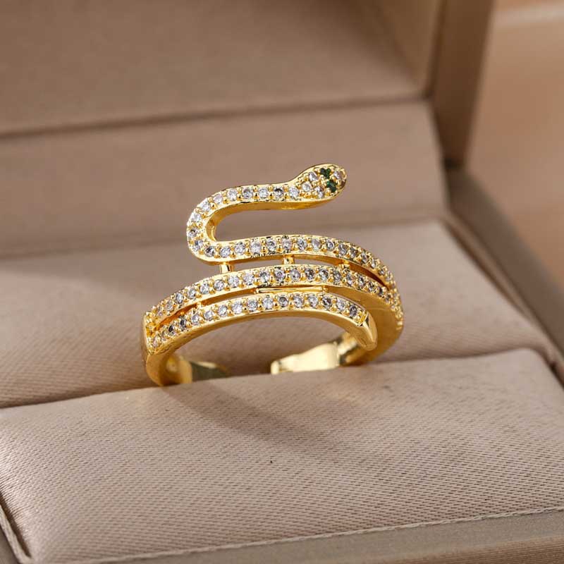Statement-Ring-Kollektion mit verstellbarem Schlangenmuster