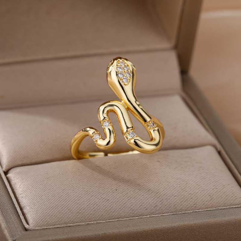 Statement-Ring-Kollektion mit verstellbarem Schlangenmuster