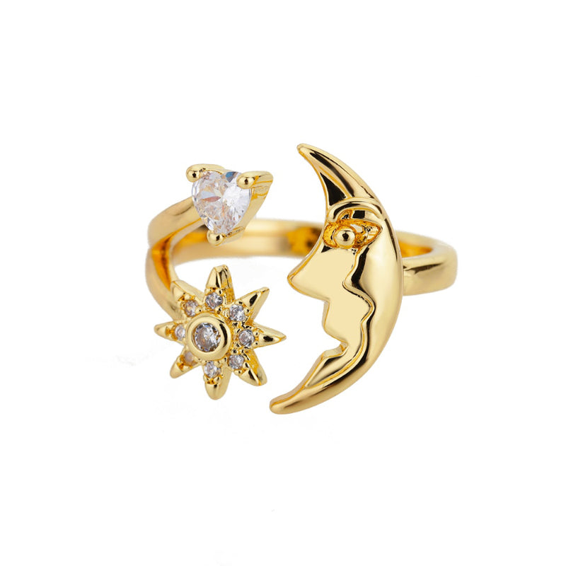 Offene verstellbare Ringe aus Edelstahl mit abstrakten und künstlerischen Motiven