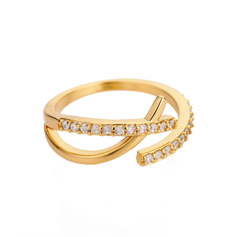 Stapelbare und verstellbare minimalistische Ringkollektion aus Gold und Silber
