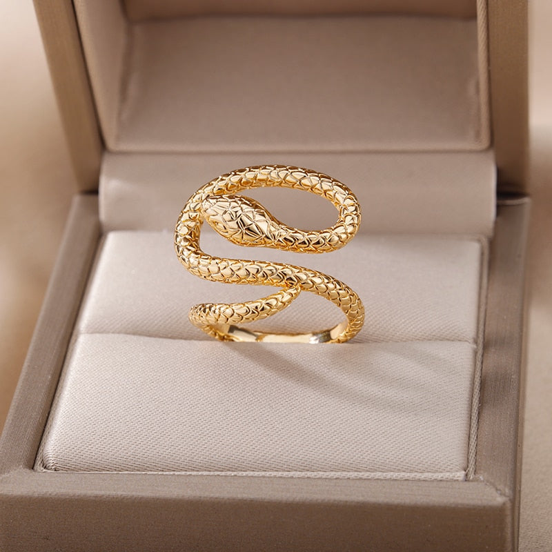 Statement-Ring-Kollektion mit verstellbarem Schlangenmuster