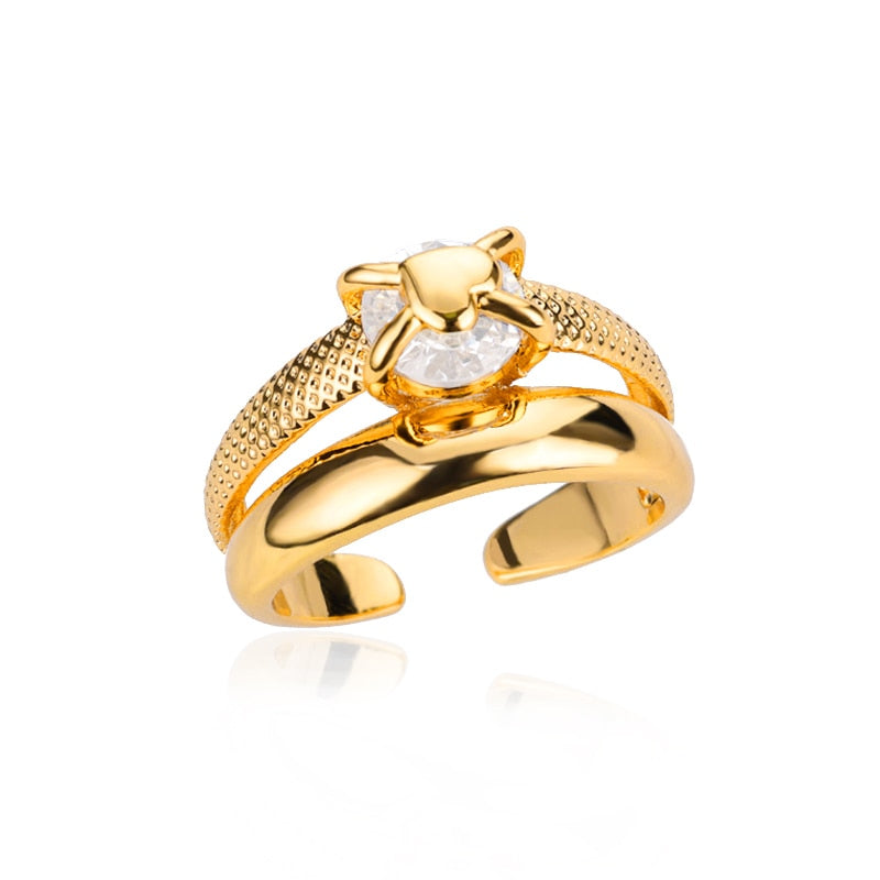Stapelbare und verstellbare minimalistische Ringkollektion aus Gold und Silber