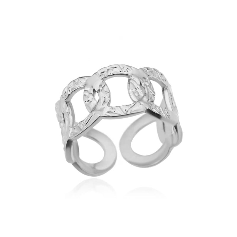 Offene verstellbare Ringe aus Edelstahl mit abstrakten und künstlerischen Motiven