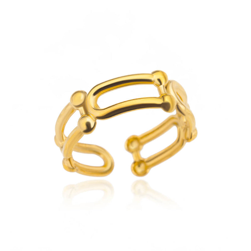 Offene verstellbare Ringe aus Edelstahl mit abstrakten und künstlerischen Motiven