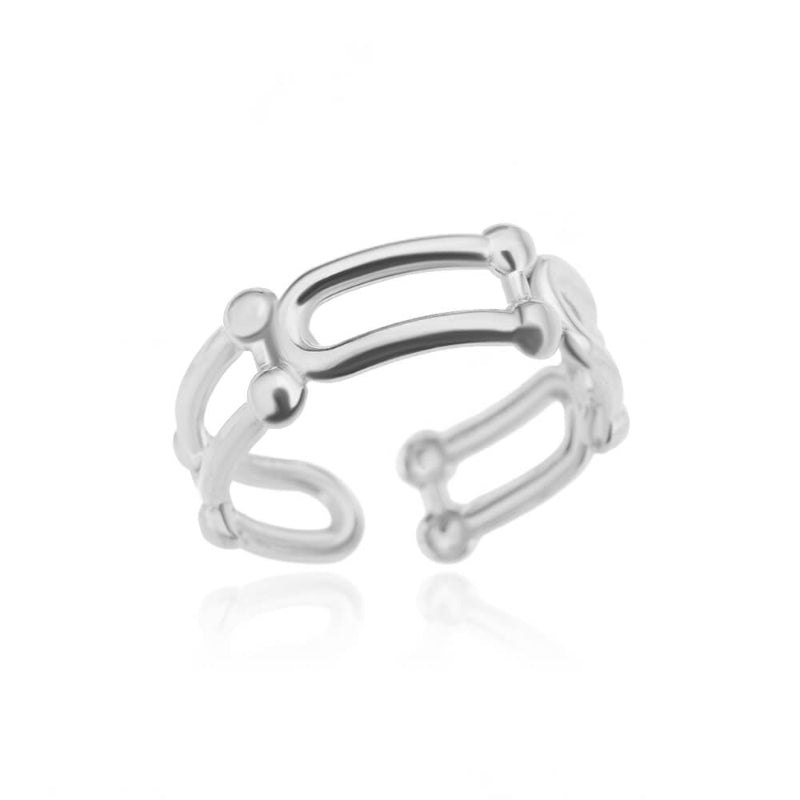 Offene verstellbare Ringe aus Edelstahl mit abstrakten und künstlerischen Motiven