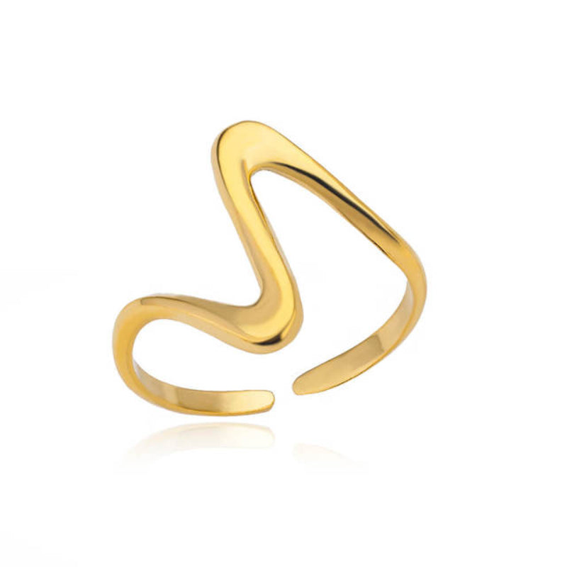 Offene verstellbare Ringe aus Edelstahl mit abstrakten und künstlerischen Motiven