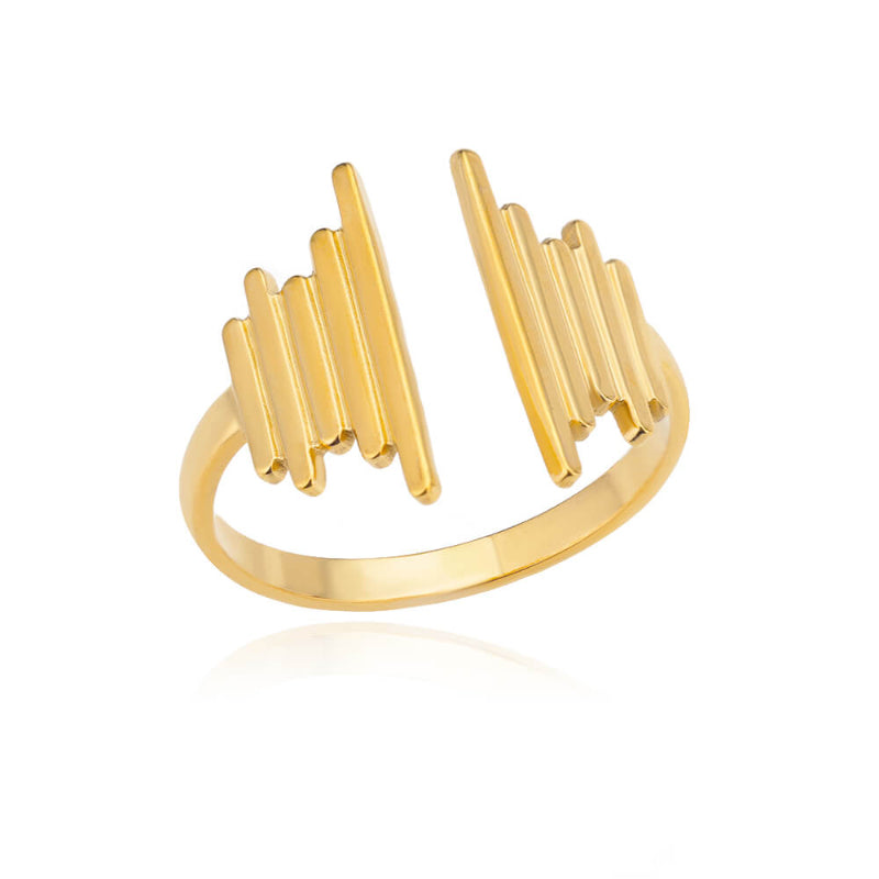 Offene verstellbare Ringe aus Edelstahl mit abstrakten und künstlerischen Motiven