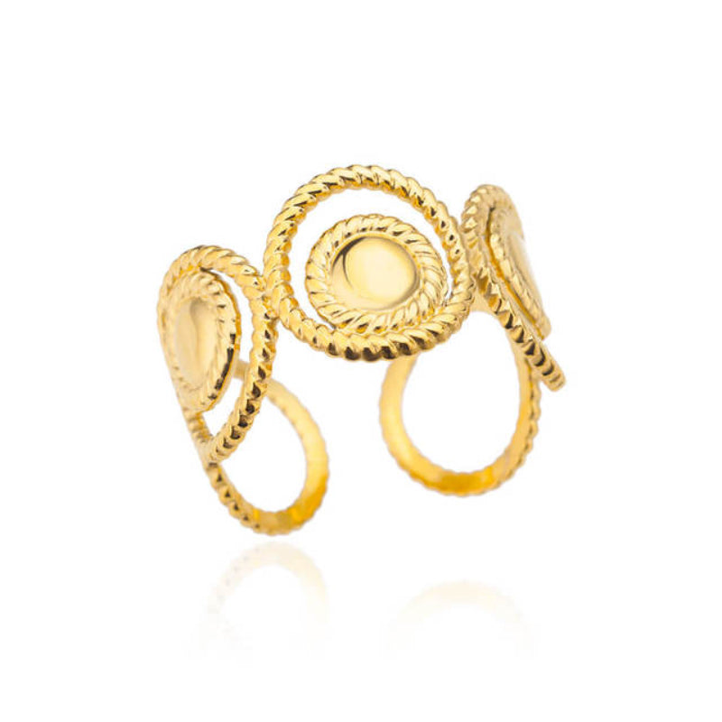 Offene verstellbare Ringe aus Edelstahl mit abstrakten und künstlerischen Motiven