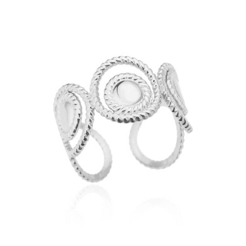 Offene verstellbare Ringe aus Edelstahl mit abstrakten und künstlerischen Motiven