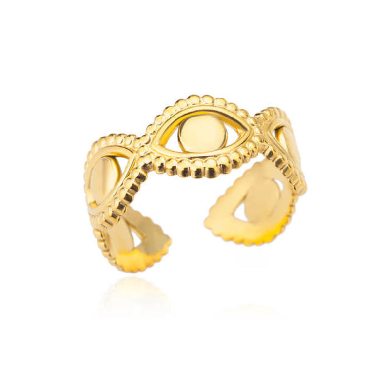 Offene verstellbare Ringe aus Edelstahl mit abstrakten und künstlerischen Motiven