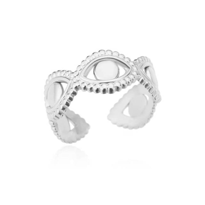 Offene verstellbare Ringe aus Edelstahl mit abstrakten und künstlerischen Motiven