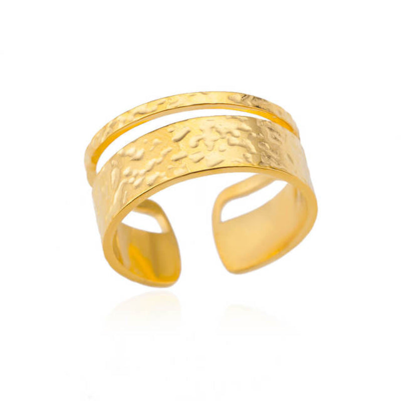 Offene verstellbare Ringe aus Edelstahl mit abstrakten und künstlerischen Motiven