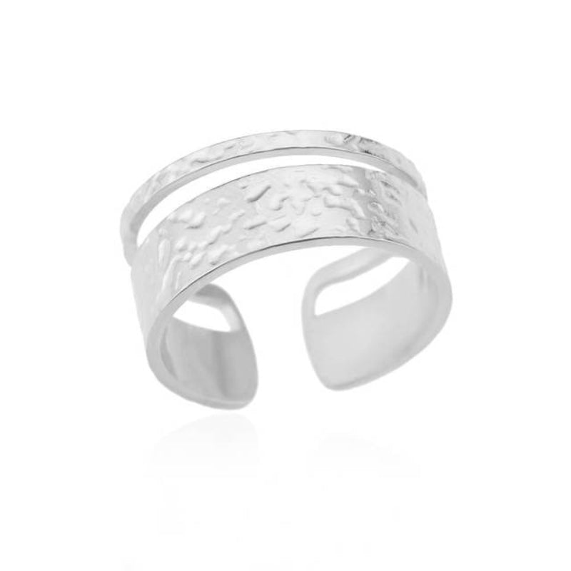 Offene verstellbare Ringe aus Edelstahl mit abstrakten und künstlerischen Motiven