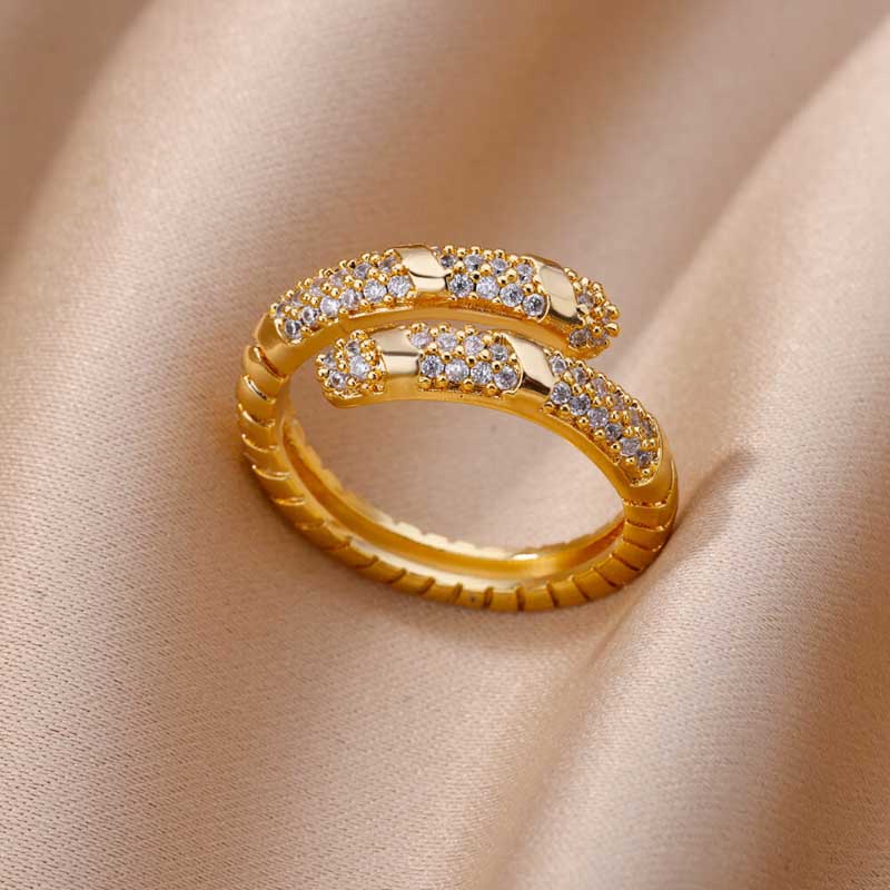 Statement-Ring-Kollektion mit verstellbarem Schlangenmuster