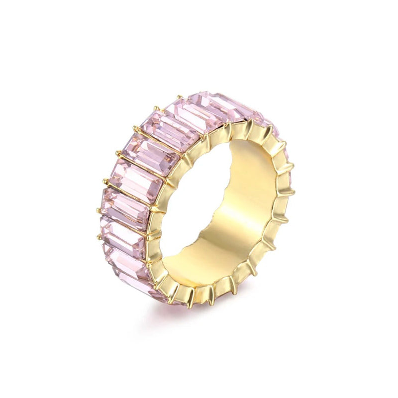 Bunte Ringe mit Zirkonia-Dekor für Damen (vergoldet)