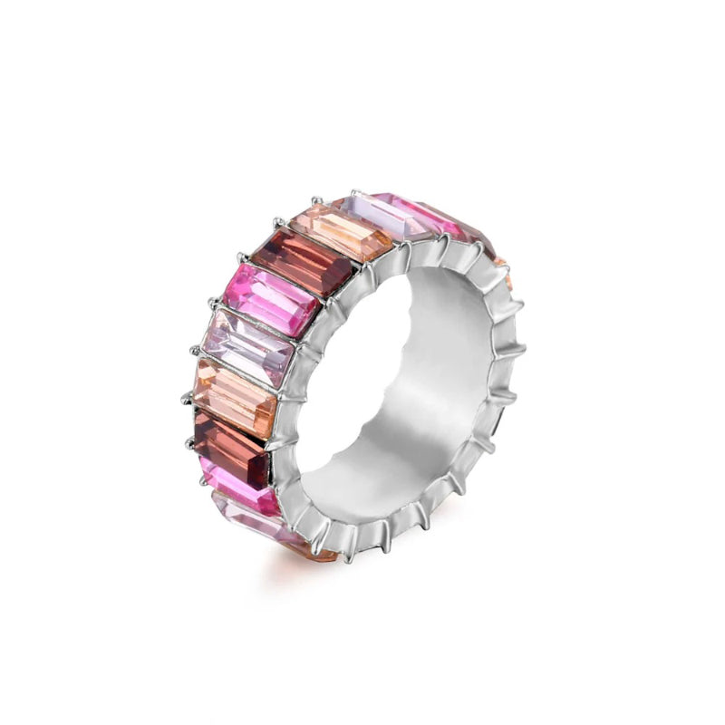 Farbenfrohe Ringe mit Zirkonia-Dekor für Damen (versilbert)