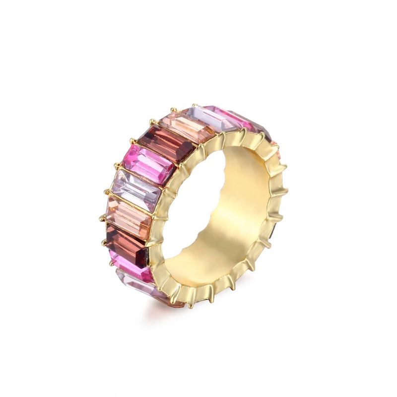 Bunte Ringe mit Zirkonia-Dekor für Damen (vergoldet)
