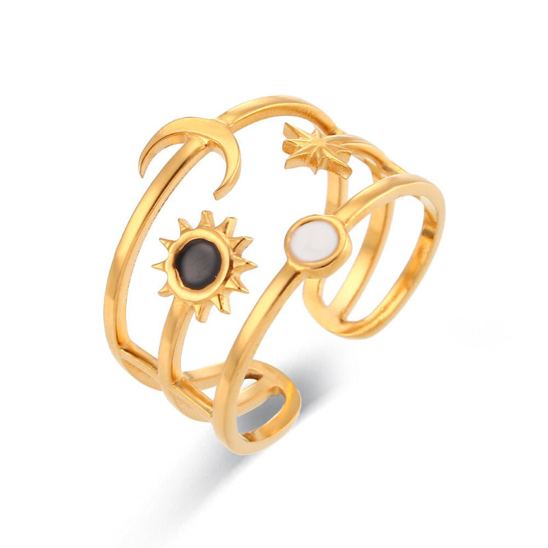 Schwarze, weiße und goldene, ausgefallene, verstellbare Moderinge