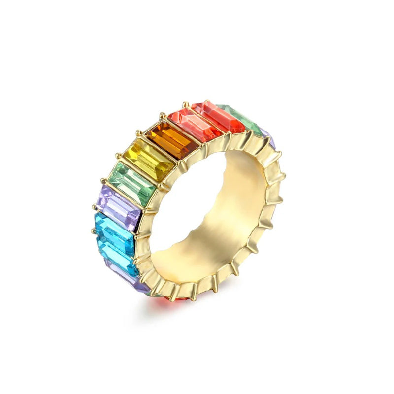 Bunte Ringe mit Zirkonia-Dekor für Damen (vergoldet)