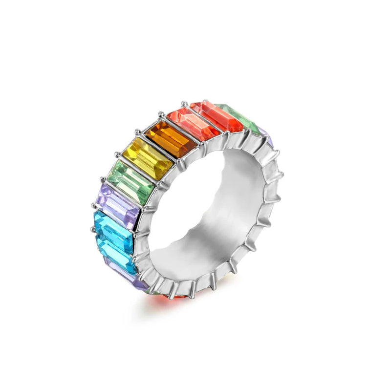 Farbenfrohe Ringe mit Zirkonia-Dekor für Damen (versilbert)