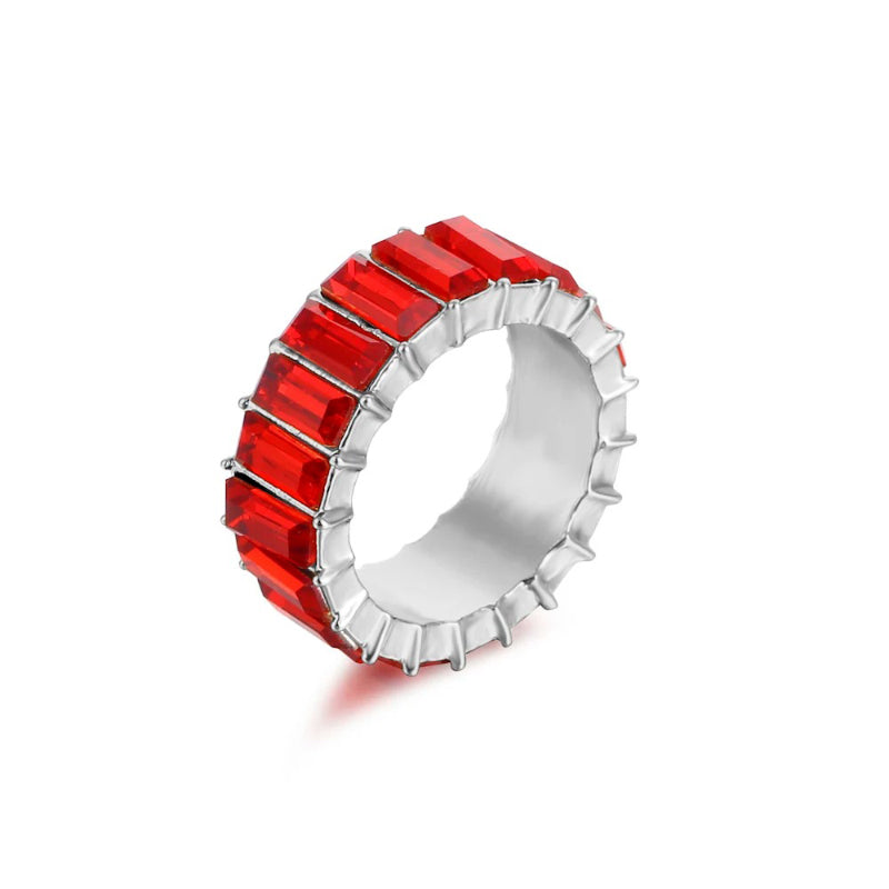 Farbenfrohe Ringe mit Zirkonia-Dekor für Damen (versilbert)