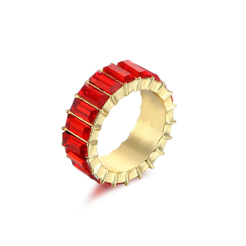 Bunte Ringe mit Zirkonia-Dekor für Damen (vergoldet)