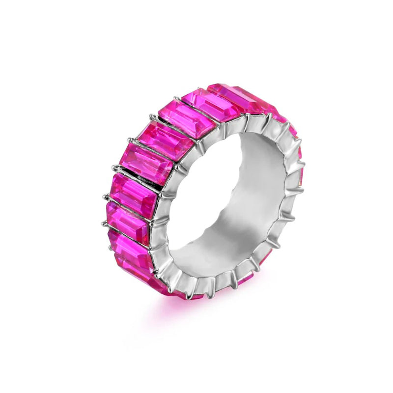 Farbenfrohe Ringe mit Zirkonia-Dekor für Damen (versilbert)