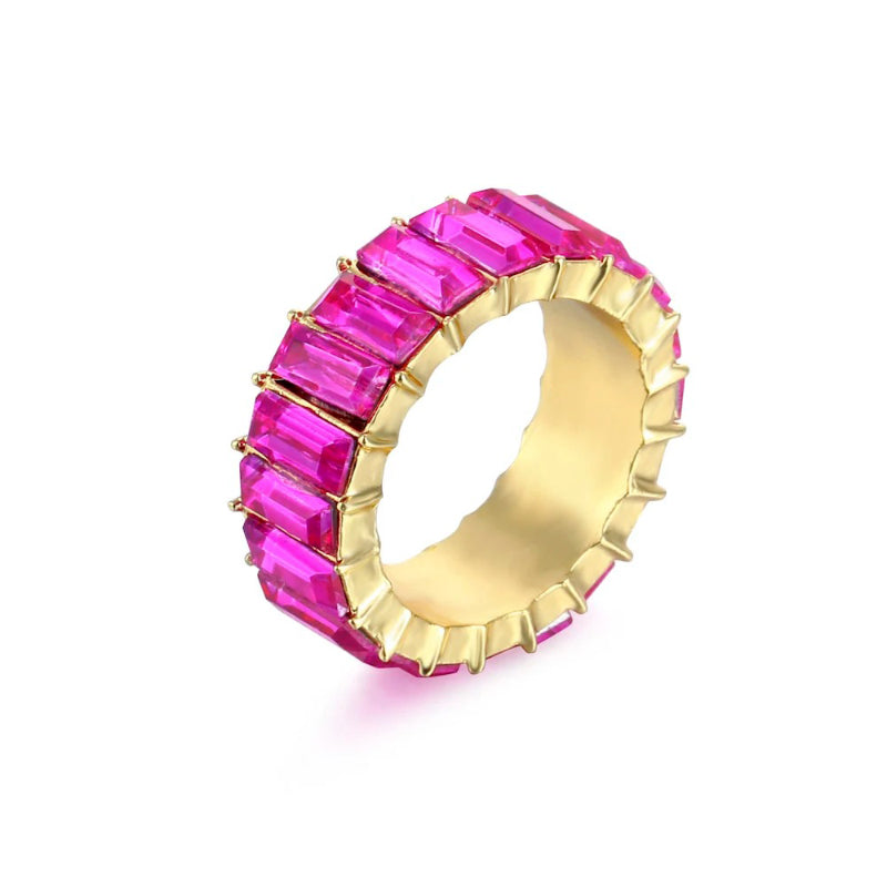 Bunte Ringe mit Zirkonia-Dekor für Damen (vergoldet)