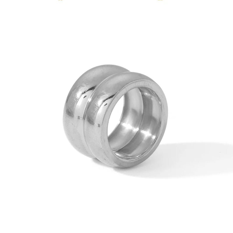 Vintage Edelstahl Breitband Doppellagiger Einzelring