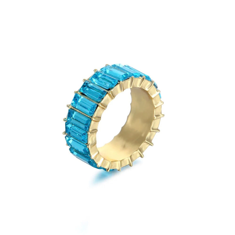 Bunte Ringe mit Zirkonia-Dekor für Damen (vergoldet)