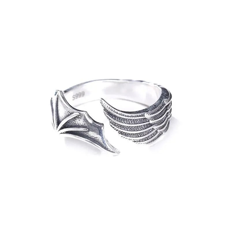 Verstellbare Ringe mit Retro-Engelsflügeln