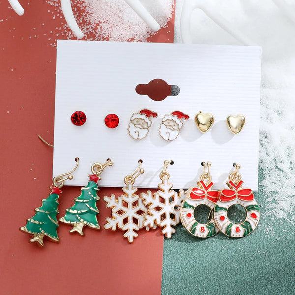 6 Paar fabelhafte und festliche Weihnachtsmode-Ohrringe