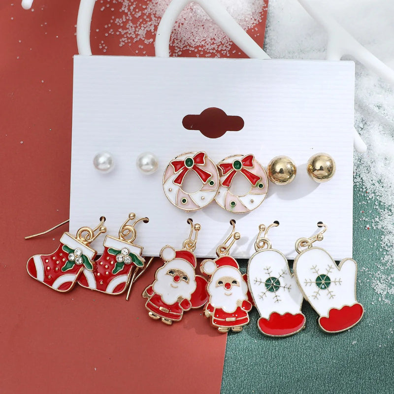 6 Paar fabelhafte und festliche Weihnachtsmode-Ohrringe